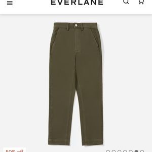 Everlane Slim Leg Crop Pant in Lunar Green